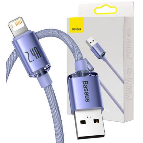 Cablu Date Crystal Shine  USB  Lightning 2.4A 2m  Violet