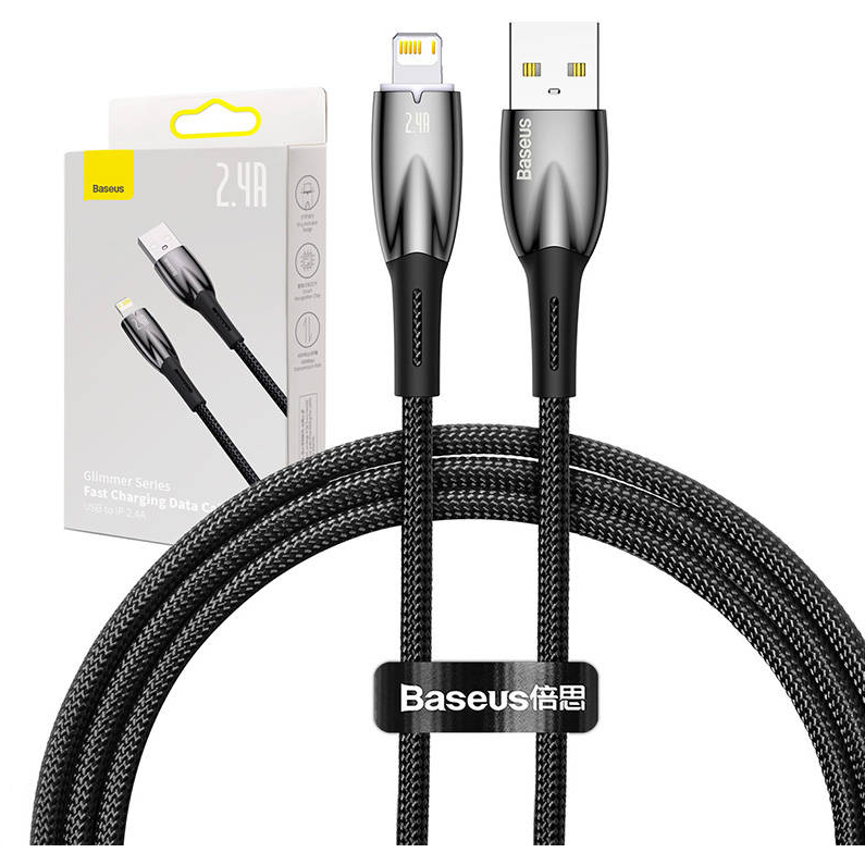 Cablu Date Glimmer Series  USB  Lightning   2.4A 1m  Negru