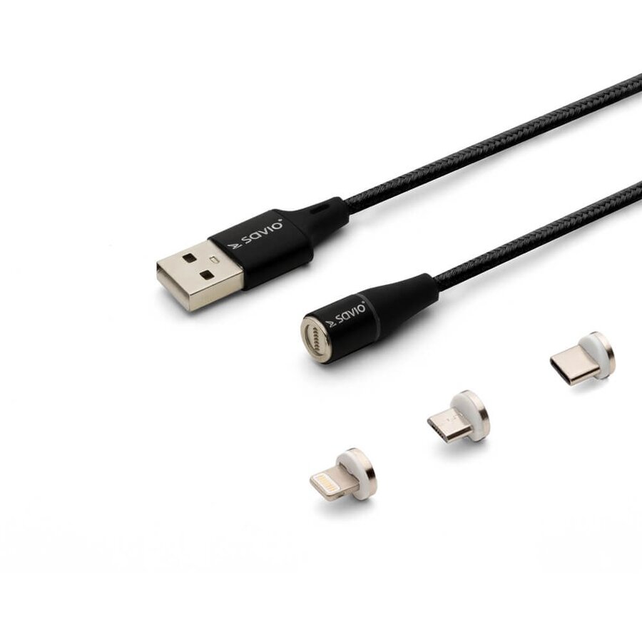 Cablu Date/Incarcare USB USB-C Micro USB-A Lightning 2m Negru