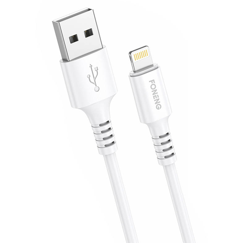 Cablu Date Model x85   USB A Lightning     3A Quick Charge  1m  Alb
