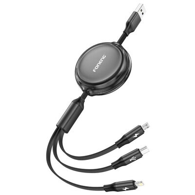 Cablu Date X113 1.1M  Micro-USB  Lightning  USB-C Negru