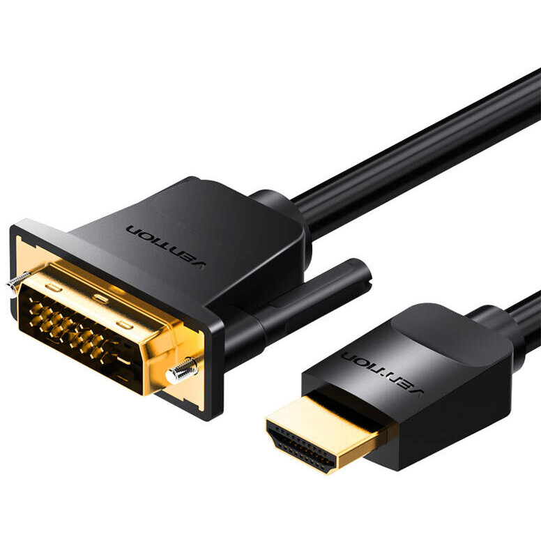 Cablu de date ABFBF, DVI 24+1 tata - HDMI tata, 4K, 60Hz, 1m, Negru
