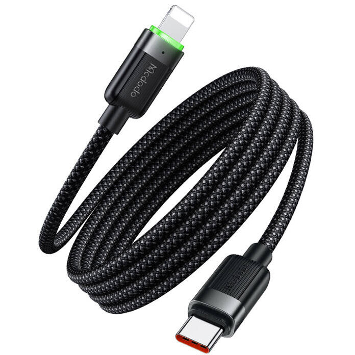Cablu de date CA-2010, USB-C/Lightning, 36W, 3A, 1.2m, Negru