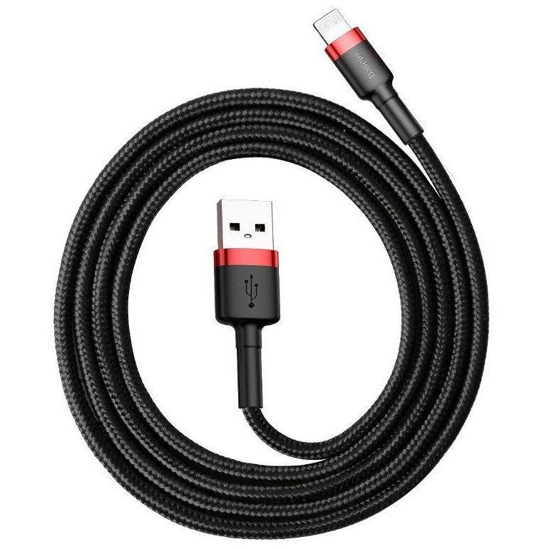 Cablu de date Cafule USB/Lightning 3m Negru/Rosu
