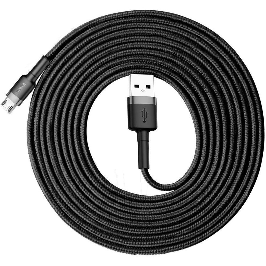Cablu de date Cafule USB/Micro-USB 3m Negru/Gri