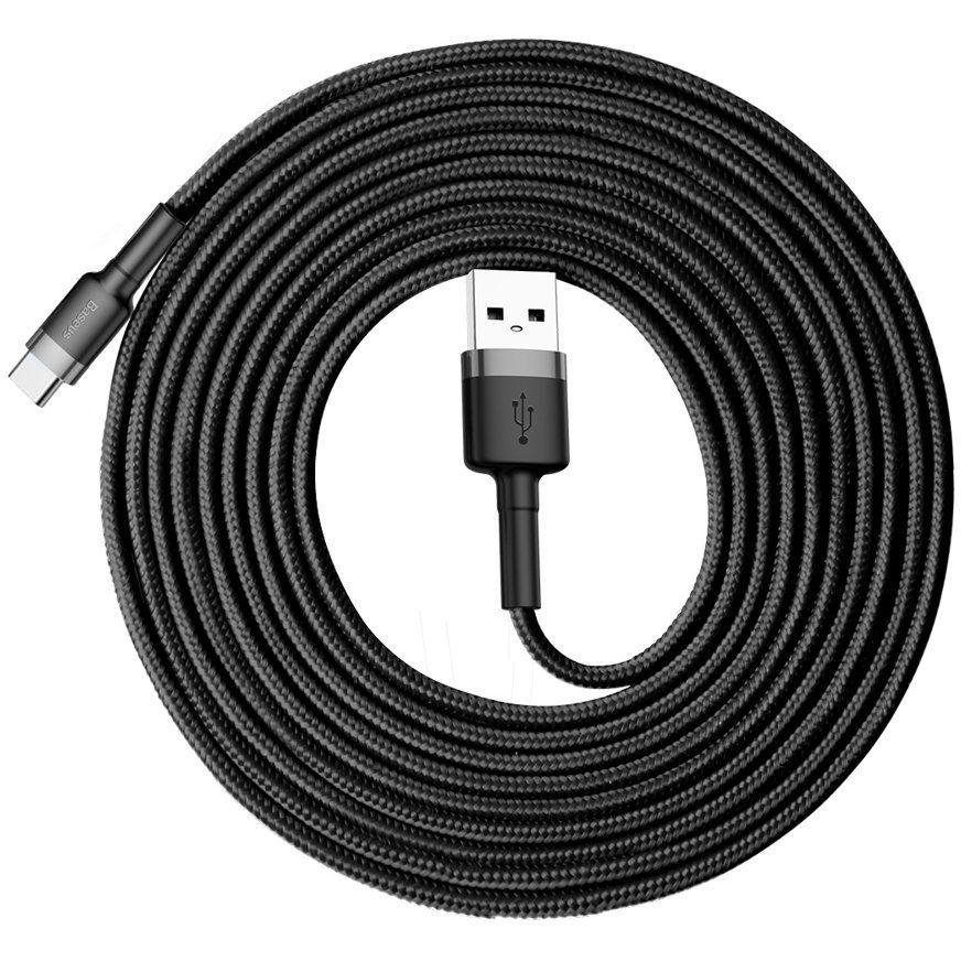 Cablu de date Cafule USB/USB Type-C 3m Negru/Gri