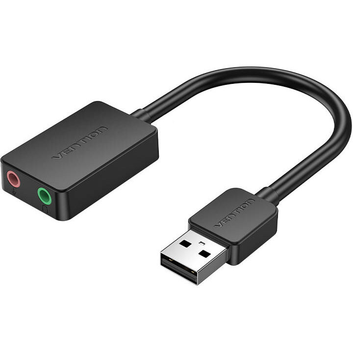 Cablu de date CDYB0, USB 2.0 tata la 2x Jack 3.5 mama, 15cm, Negru