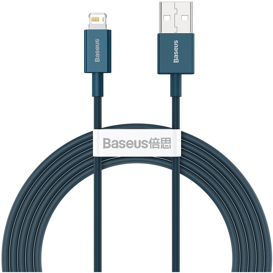 Cablu de date Superior, USB/Lightning, 2.4A, 2m, Albastru
