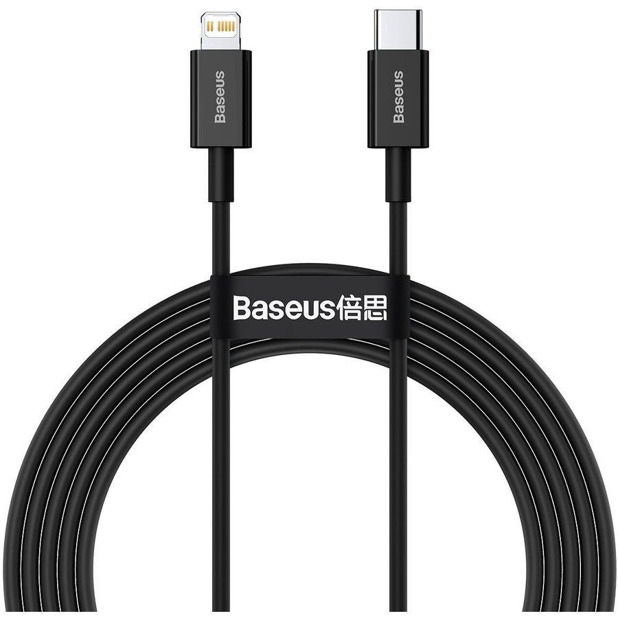 Cablu de date Superior, USB Type-C/Lightning, Power Delivery 20W, 2.4A, 2m, Negru