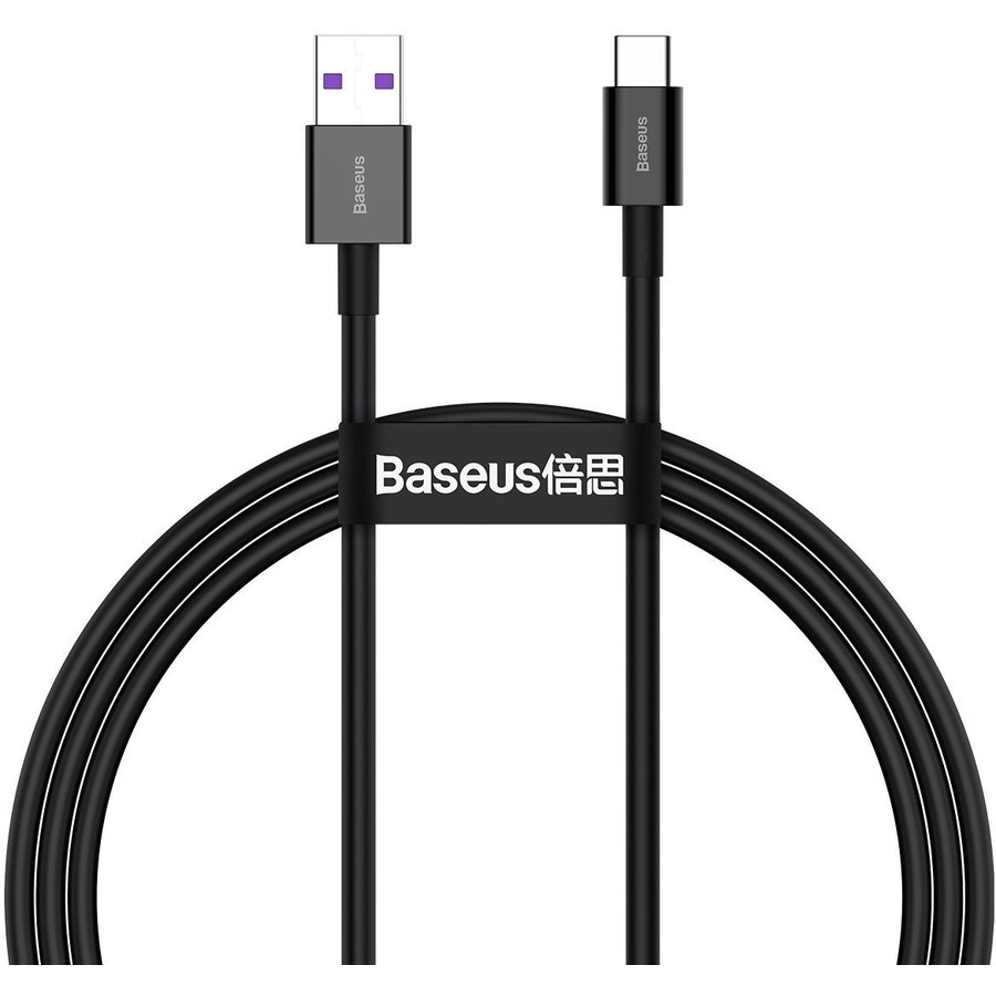 Cablu de date Superior, USB/USB Type-C, 66W, 6A, 1m, Negru