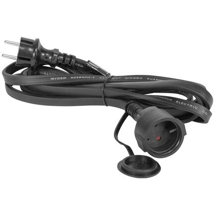 Cablu Extensie Exterior IP44 3M  Negru
