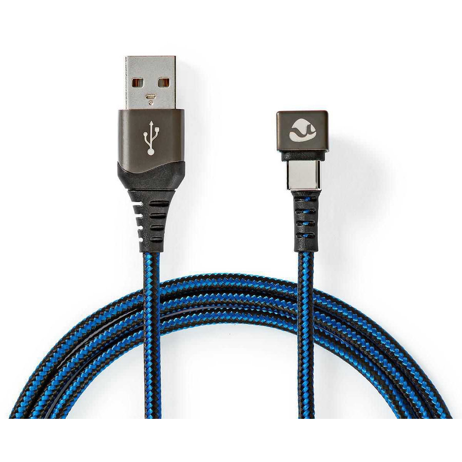 Cablu USB 2.0 A Tata la USB-C Tata 1m Negru / Albastru
