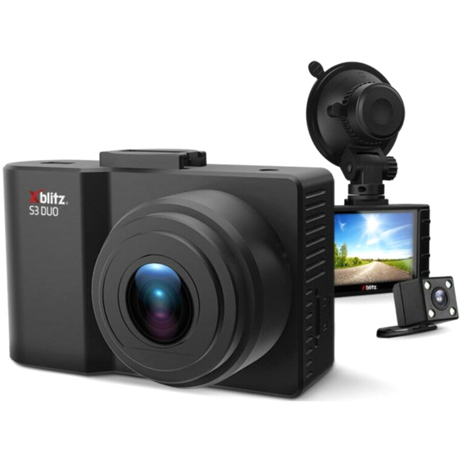 Camera Auto DVR S3 Duo Fata / Spate Full HD Ecran LCD 2.4Inch Negru