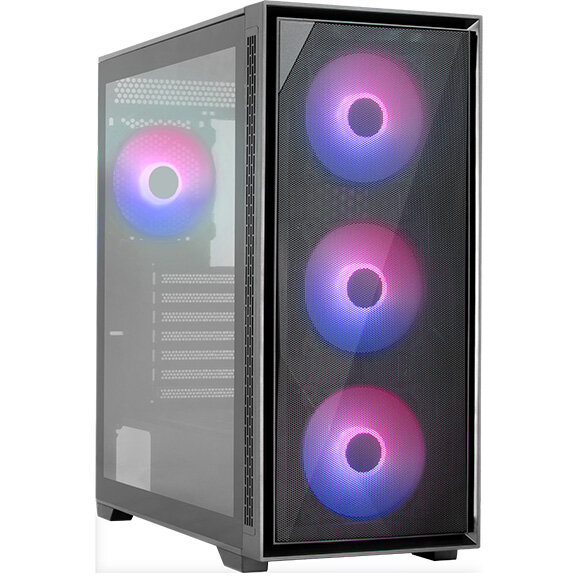 Carcasa PC Geoflow V2 ATX Mid Tower fara Sursa 4 Ventilatoare ARGB 120MM Incluse Negru