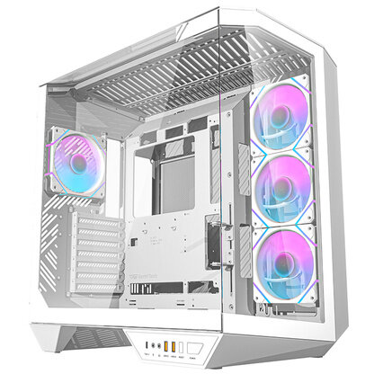 Carcasa pentru Computer DY470 ATX + 4 Ventilatoare + Suport GPU Alb