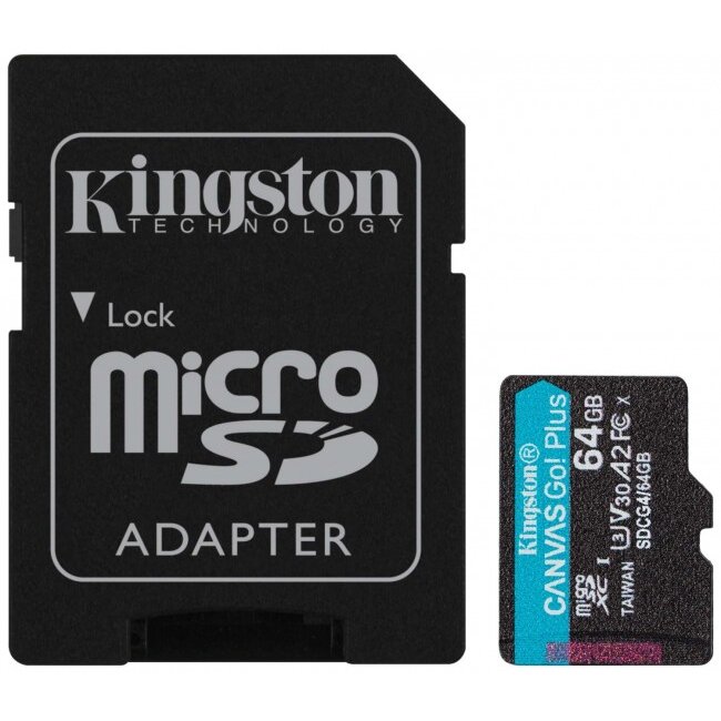 Card microSDXC Canvas Go! Plus Gen4 64GB A2 U3 V30 + Adaptor