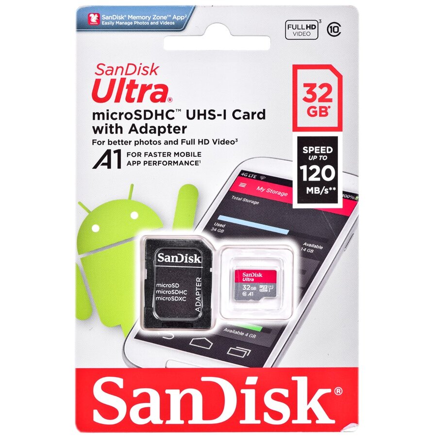 Card SDSQUAR-032G-GN6MN  32GB MicroSDHC Class 10 UHS-I