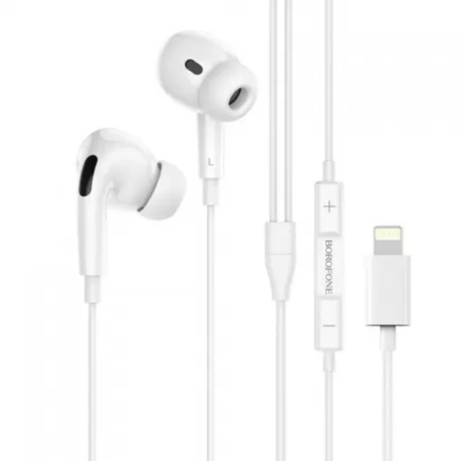 Casti Cu Fir BM30 Lightning 1.2m Cu Microfon Alb