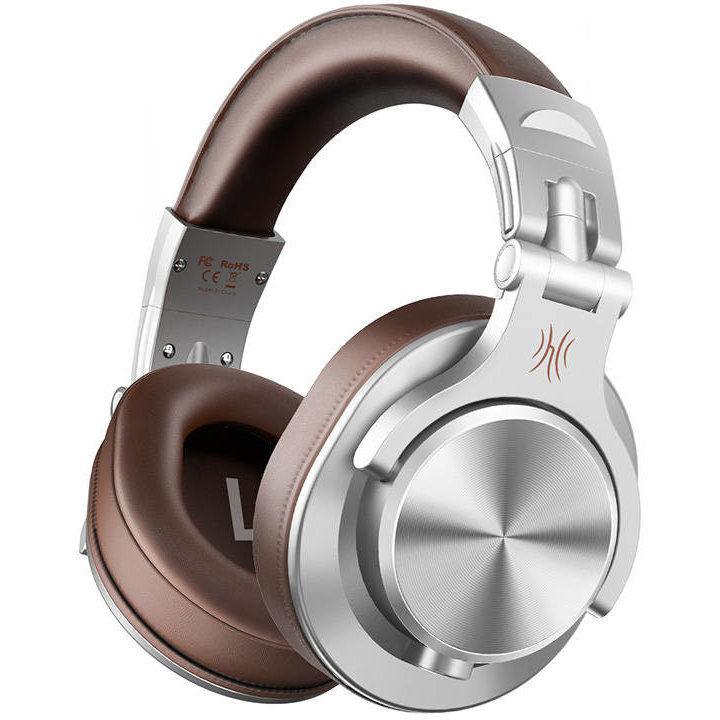 Casti Fusion A71, Bluetooth, Cablu audio 6.35 la 3.5 mm inclus, Maro/Argintiu