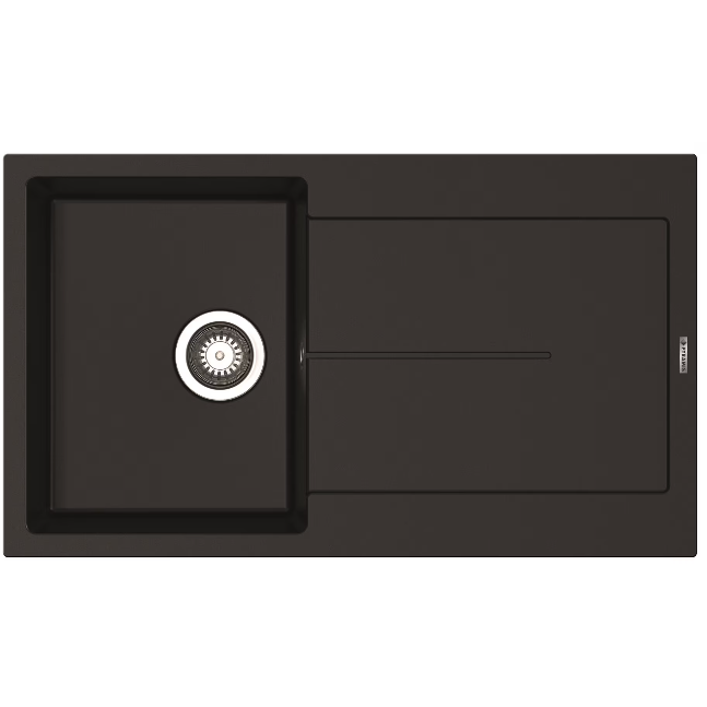 Chiuveta Bucatarie Ithaka  Dimensiune 860x500mm  Adancime 200mm Reversibila  Finisaj Pyragranite Negru