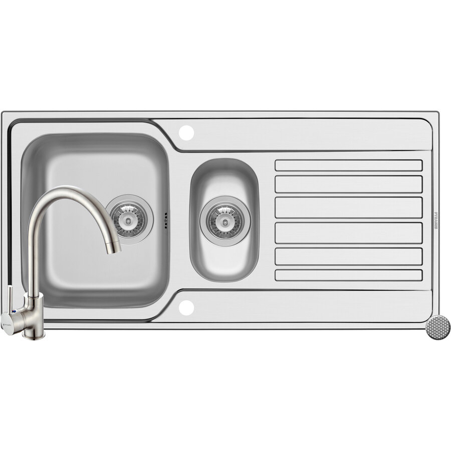 Chiuveta Fedra Extra 100 LN si Baterie Bello Crom Argintiu