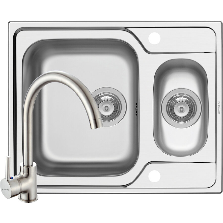 Chiuveta Fedra Extra 62 SM si Baterie Bello Crom Argintiu