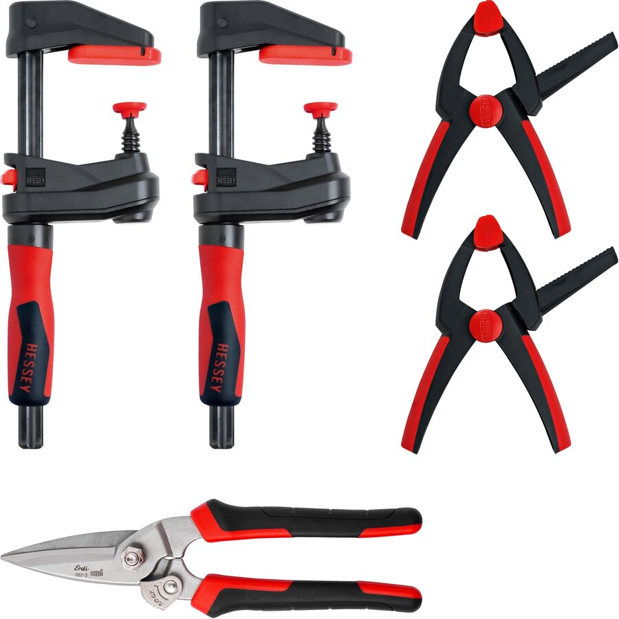 clamp set DIY-SET1-A (5-piece, 4 clamps + tin snips)