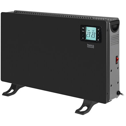 Convector Electric de Podea TSA8054-B 3 Trepte de Putere Termostat Timer 24 Ore Telecomanda 2000W Negru