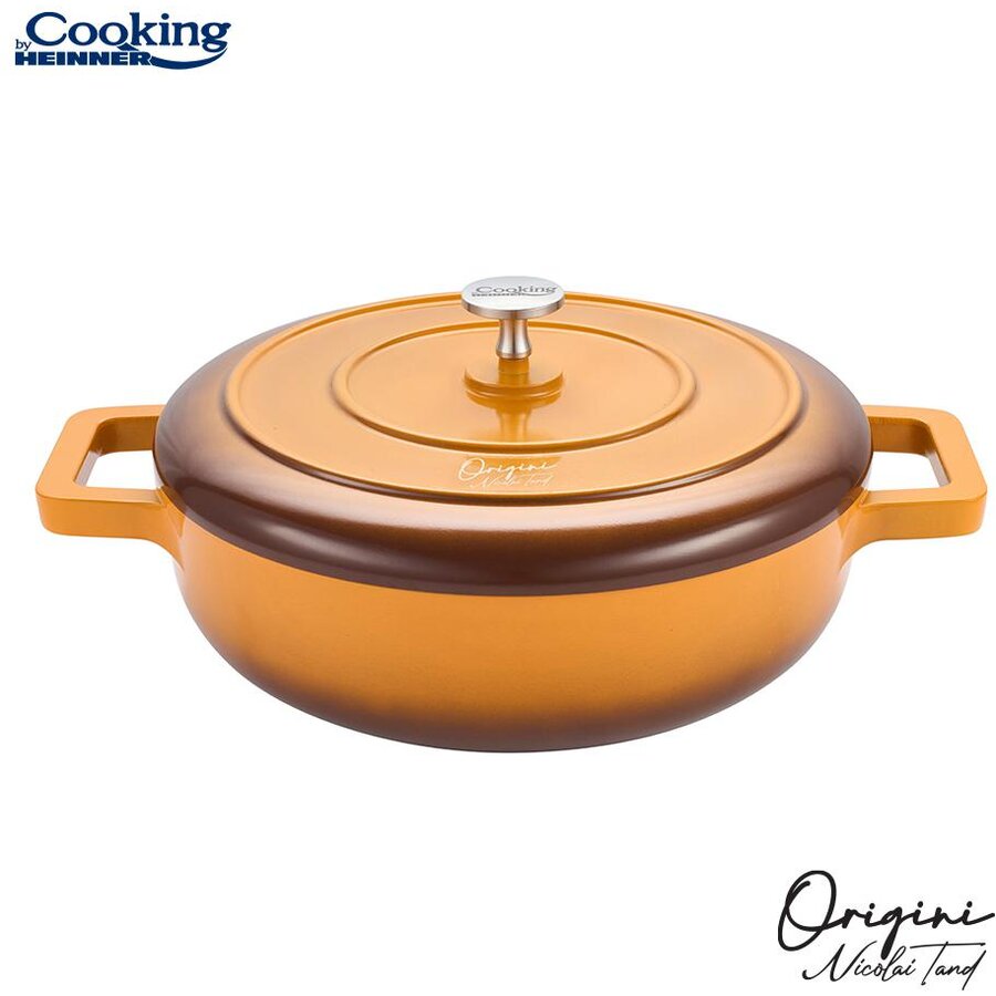 Cratita Cu Capac Colectia Origini Nicolai Tand 26x8CM Capacitate 3.4L din Aluminiu Turnat Portocaliu