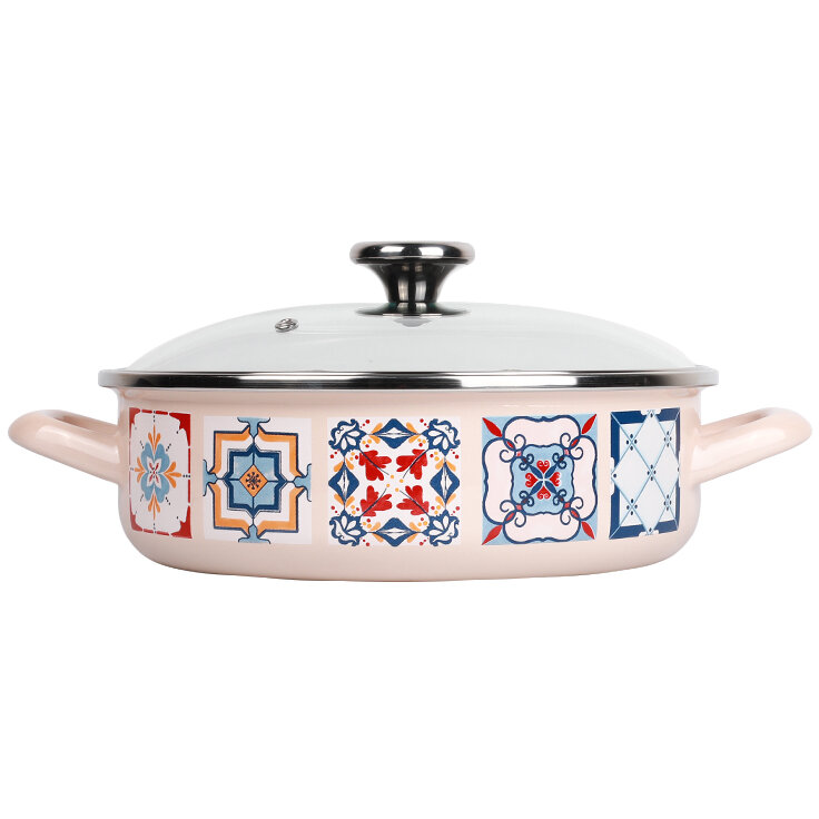 Cratita cu Capac de Sticla Porto Capacitate 3.6L Diametru 24CM Multicolor