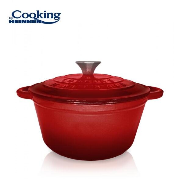 Cratita Cu Capac Red Line 22x9.5CM Capacitate 2.9L din Fonta Emailata Rosu