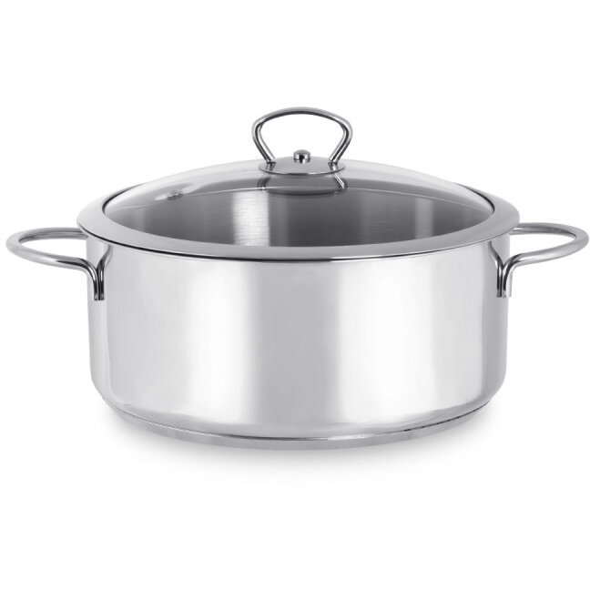 Cratita Cu Capac Sticla Kulinaria Capacitate 4.8L Diametru 24CM Inox