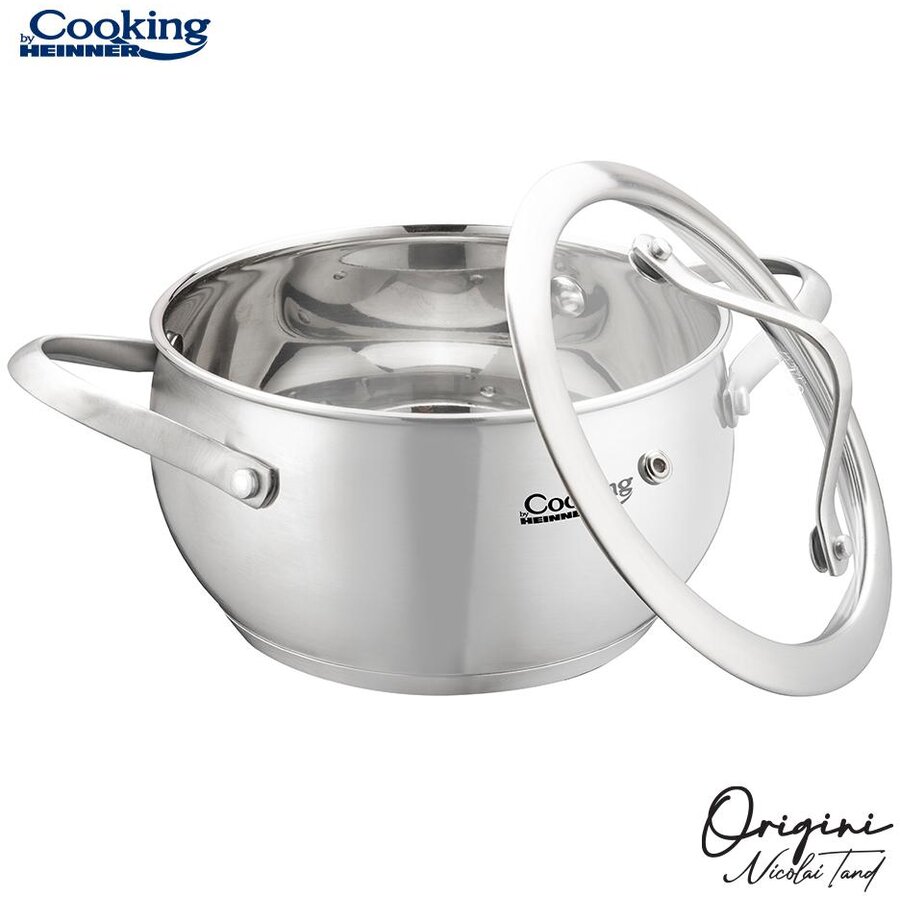 Cratita Inox Colectia Origini Nicolai Tand 16x9CM Capacitate 1.8L Capac Sticla Argintiu