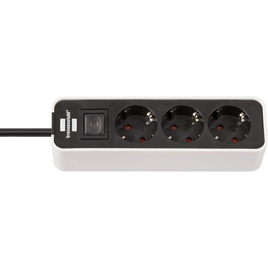 Ecolor power strip 3-fold white - / black