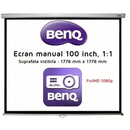 Ecran De Proiectie Screen Projector 100inch 177.8 x 177.8cm 1:1 FullHD 1080p  Open/Close Manual