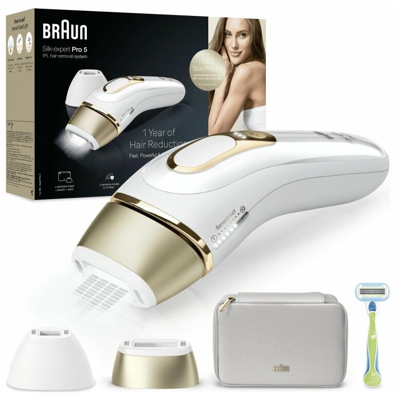 Epilator IPL Silk Expert Pro 5 PL5152 Alb/Auriu