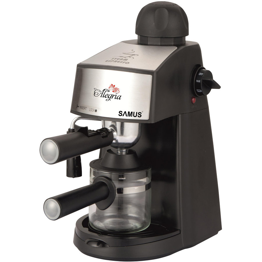 Espressor cafea Alegria Putere 800W Presiune abur 3.5 bari Indicator luminos Filtru inox Negru