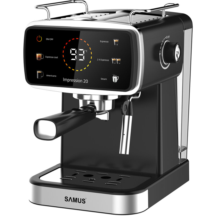 Espressor Manual IMPRESSION 20 5 Optiuni de Bauturi Afisaj Color Tactil 1.5L 20Bar 1350W Negru/Inox