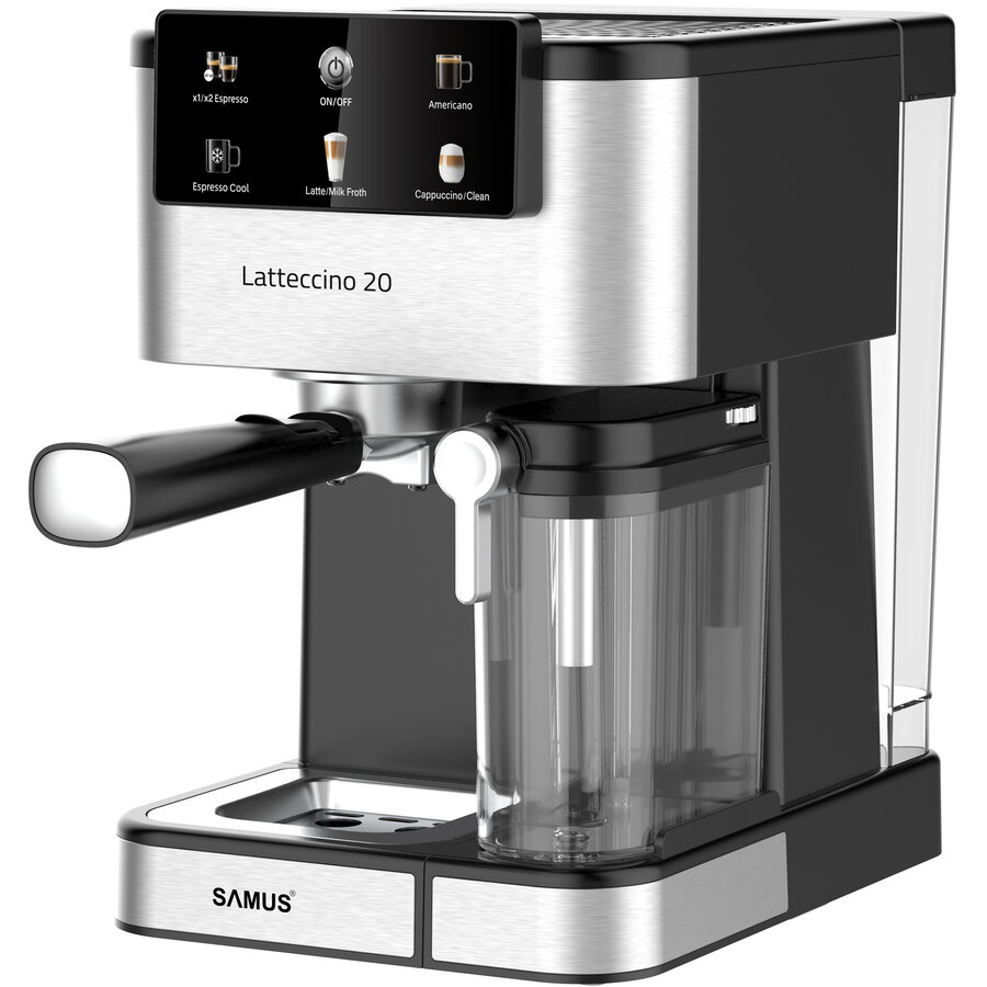 Espressor Manual LATTECCINO 20 7 Bauturi 1.5L 20Bar Panou Tactil 1350W Negru/Inox