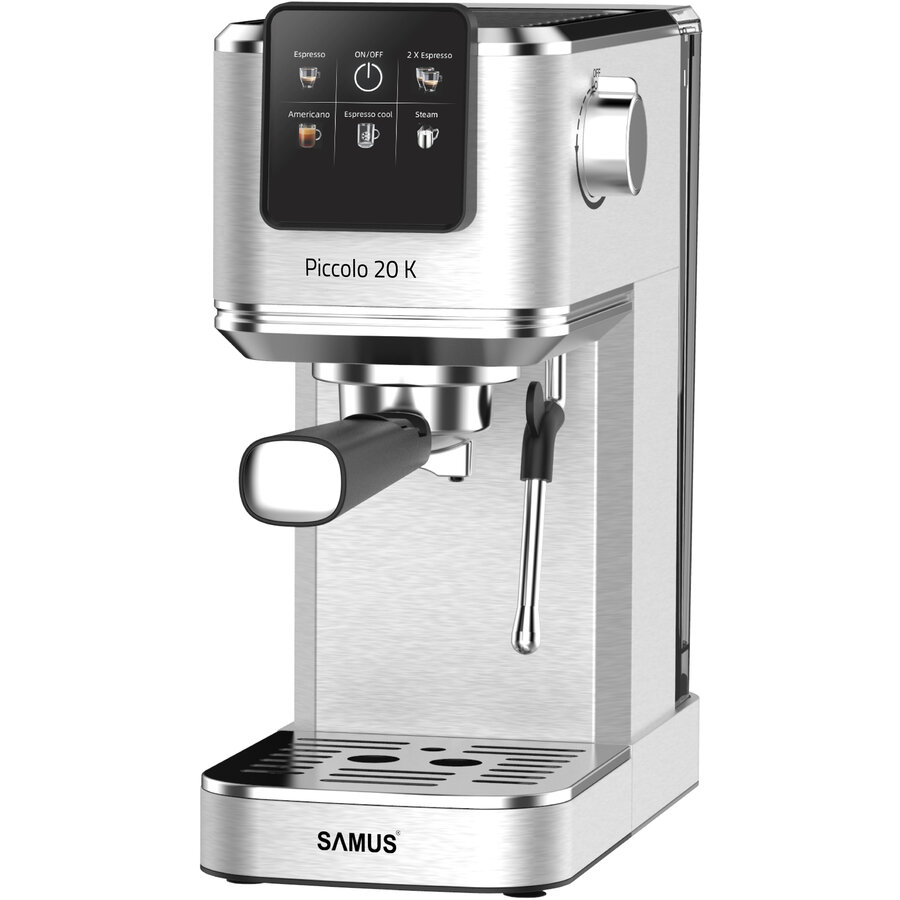 Espressor Manual PICCOLO 20 K Design Slim 5 Optiuni de Bauturi 1.2L 20Bar 1350W Argintiu