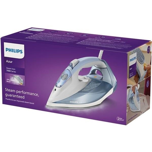 Fier De Calcat Seria 7000 DST7011/20 2600W 220g/min 300ml Talpa SteamGlide Plus Albastru/Gri