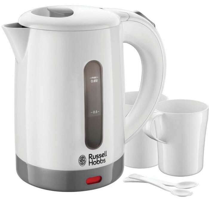 Fierbator Compact de Voiaj Travel 23840-70  0.85L 2 Cesti 2 Lingurite 1000W Alb/Gri