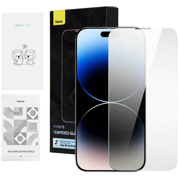 Folie Protectie + Kit Curatare 2x Sticla Securizata Filtru Privacy  Apple iPhone 14 Pro Max