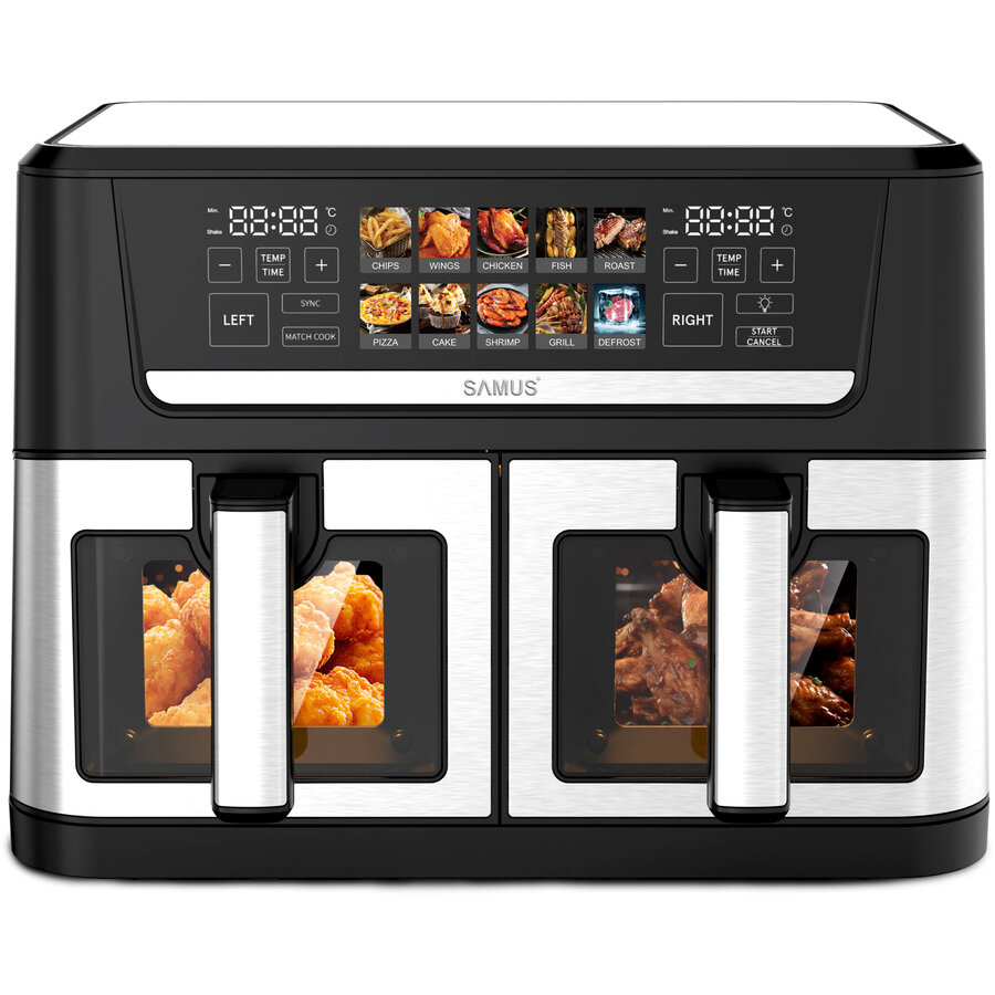 Friteuza AF12TWIN-S2800DW cu Aer Cald 2800W Capacitate 12L Timer