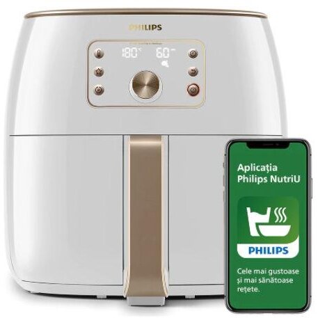 Friteuza Fara Ulei HD9870/20 XXL Tehnologie Smart Sensing Programe Smart Chef Automate Afisaj Digital 1.4kg Alb