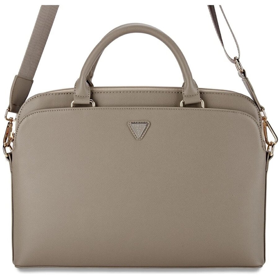 Grained Zipper Pocket Triangle Logo compatibila cu laptop 15 inch, Maro