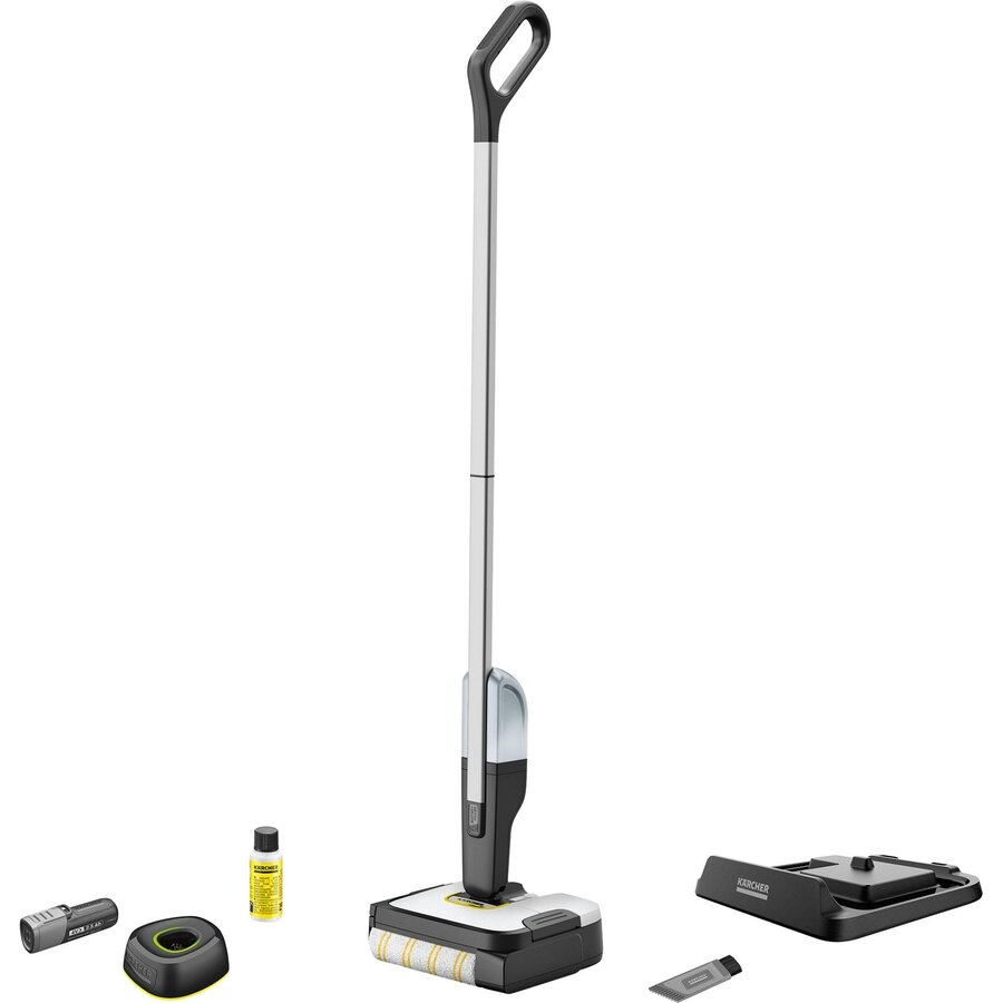 hard floor cleaner FC 2-4 Battery Set (white/black, including replacement battery and charger)