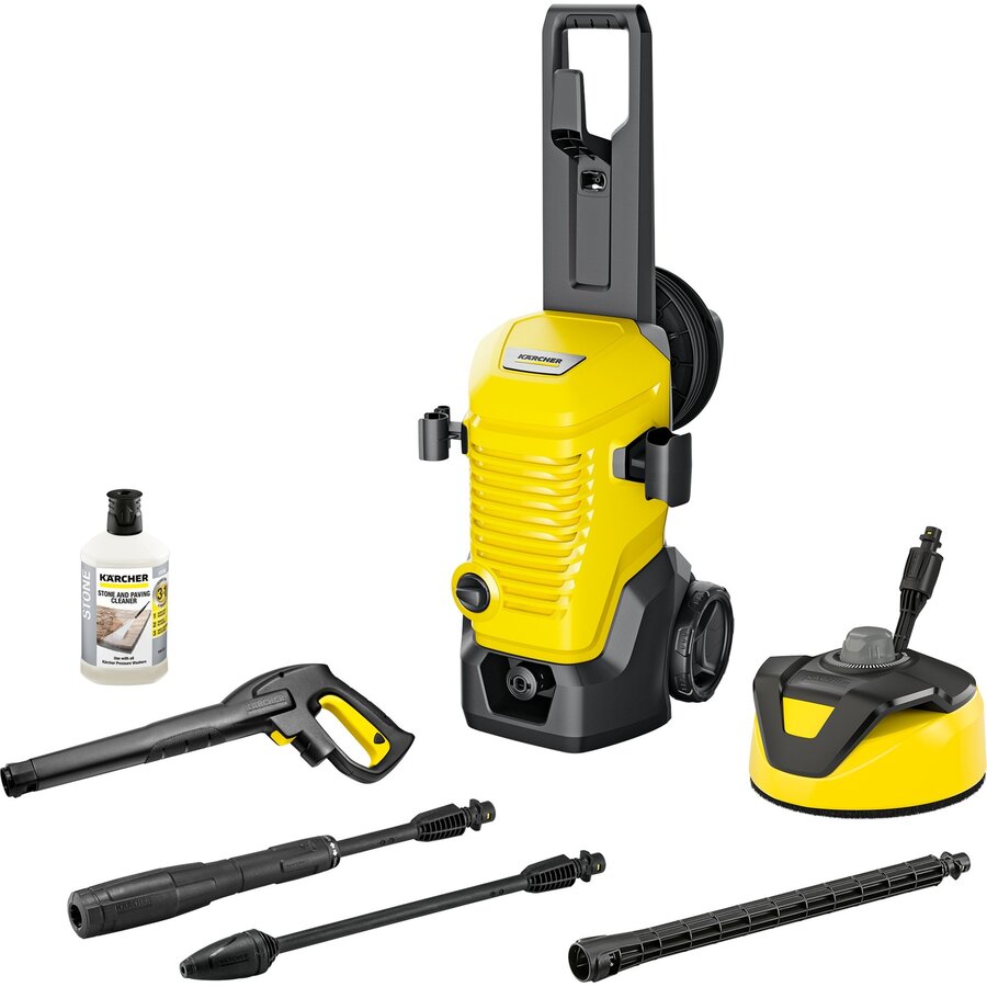 high-pressure cleaner K 4 WCM Premium Home (yellow/black, with dirt blaster, hose reel and surface cleaner)