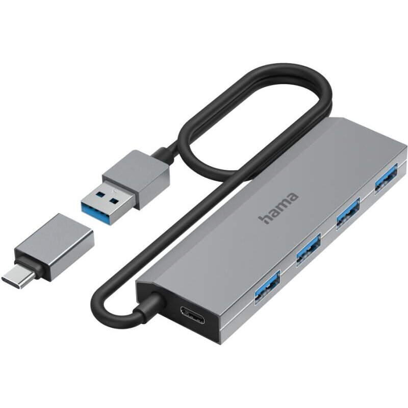 Hub Extern 200138 4 Porturi USB 3.2 Gen1 5Gbps Adaptor USB-C Gri
