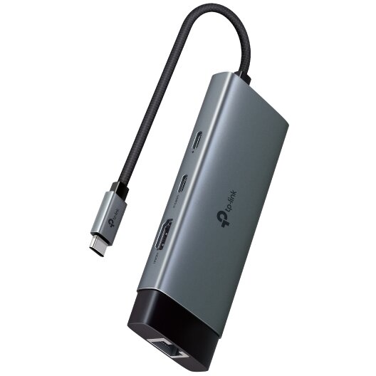 Hub Extern 6in1 UH6120C 2x USB 3.0 + 1x USB-C PD + 1x USB-C + 1x HDMI +1x RJ-45 Gigabit Conectare prin USB Type-C Cablu 10CM Gri